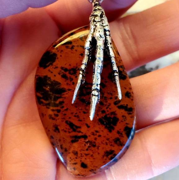 New Mahogany Obsidian 925 Silver Claw Foot Pendant. - Picture 5 of 16